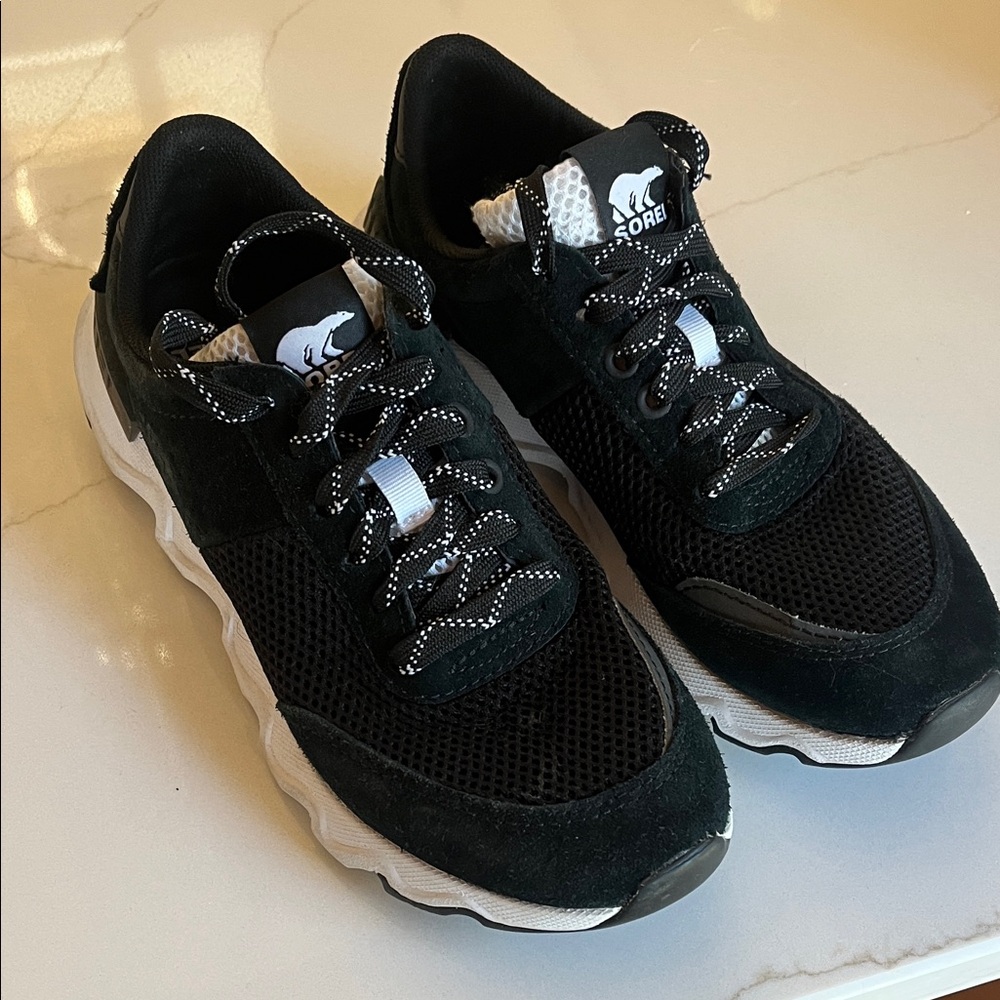 Sorel Black and White Mesh Sneakers